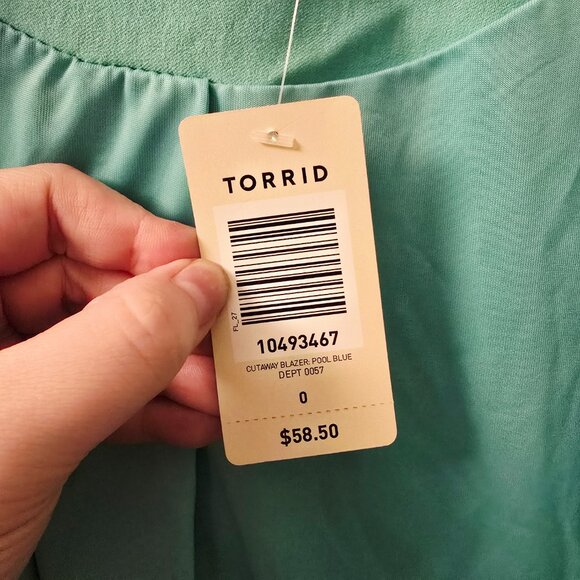 NWT Torrid Size 0 Pool Blue Blazer - Picture 4 of 4